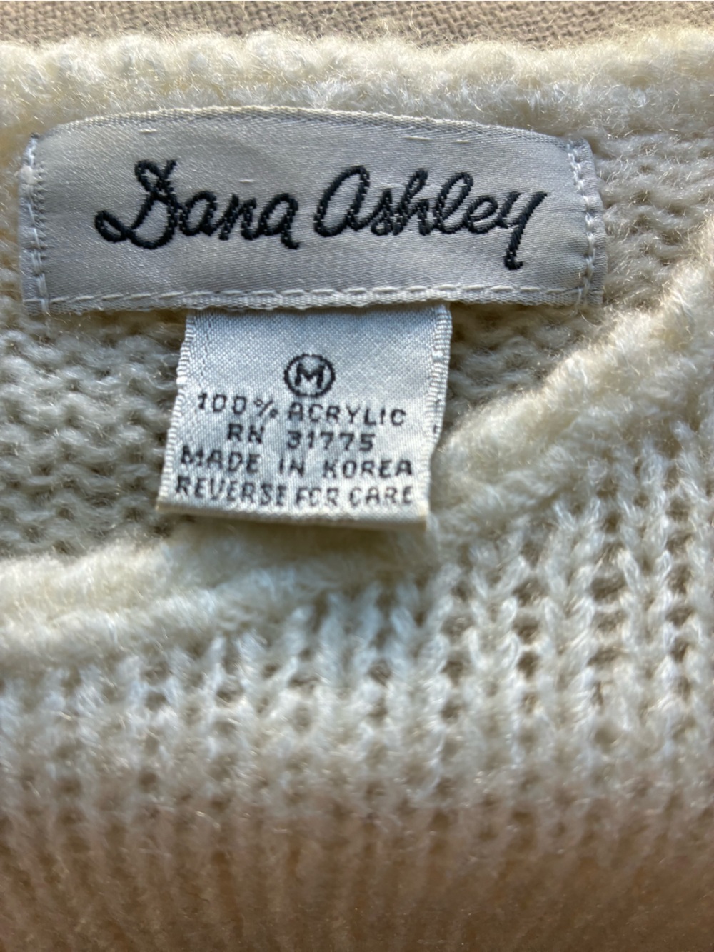 Vintage Dana Ashley Sweater lace beaded cream shoulder pads size M 80’s - Picture 6 of 8